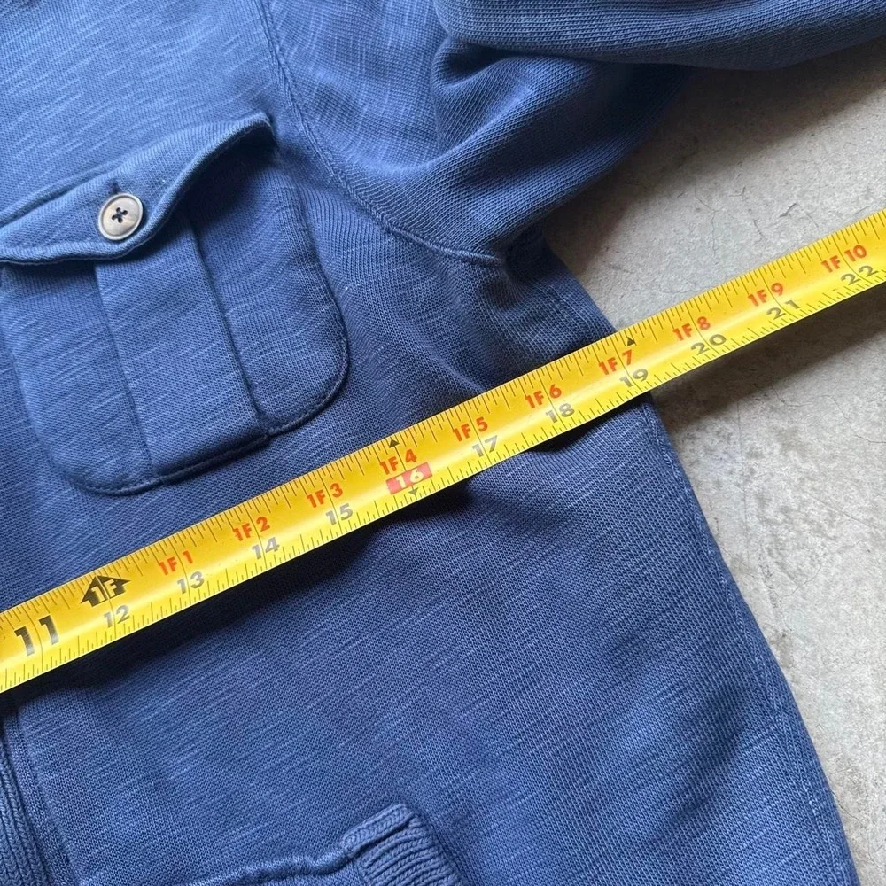 Ralph Lauren 90s Shawl Collar Indigo Cardigan Cotton M Thermal Lining Preppy